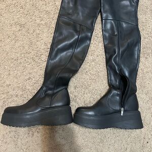 Nine West Black Over the Knee Platform Boots
